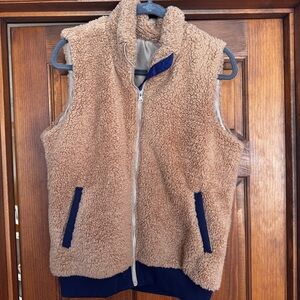 SHEIN Tan and Navy Sherpa Vest